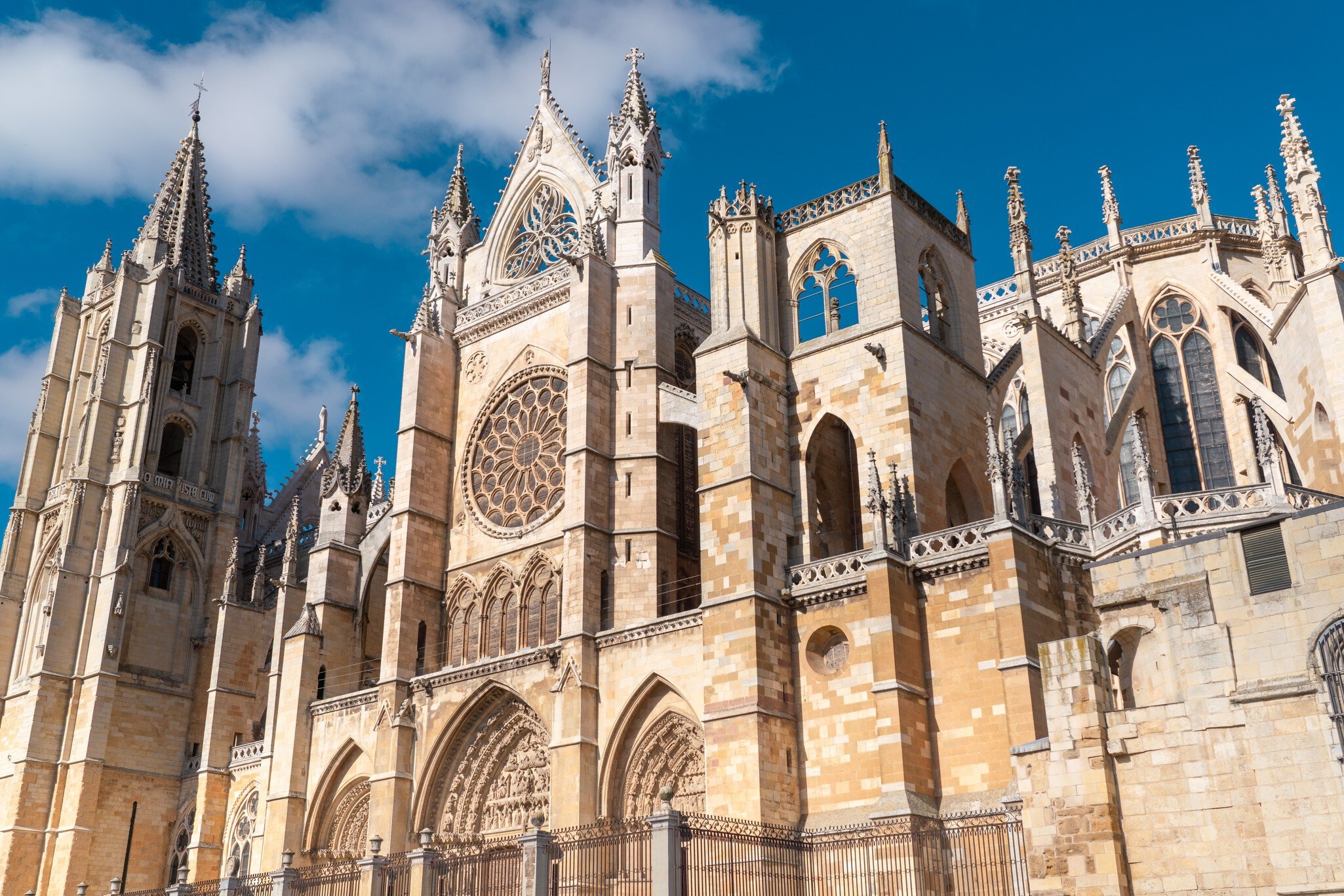 Spectacular Cathedral of Leon. 'Santa María de Regla de León' Cathedral is a Catholic church situated in the old down center of Leon city. Beautiful façade Gothic Architecture. , License Type: media, Download Time: 2026-02-04T14:22:12.000Z, User: LP_KBaxter, Editorial: false, purchase_order: 65050 - Digital Destinations and Articles, job: lonely planet, client: The 14 best places to visit in Spain, other: Kathleen Baxter