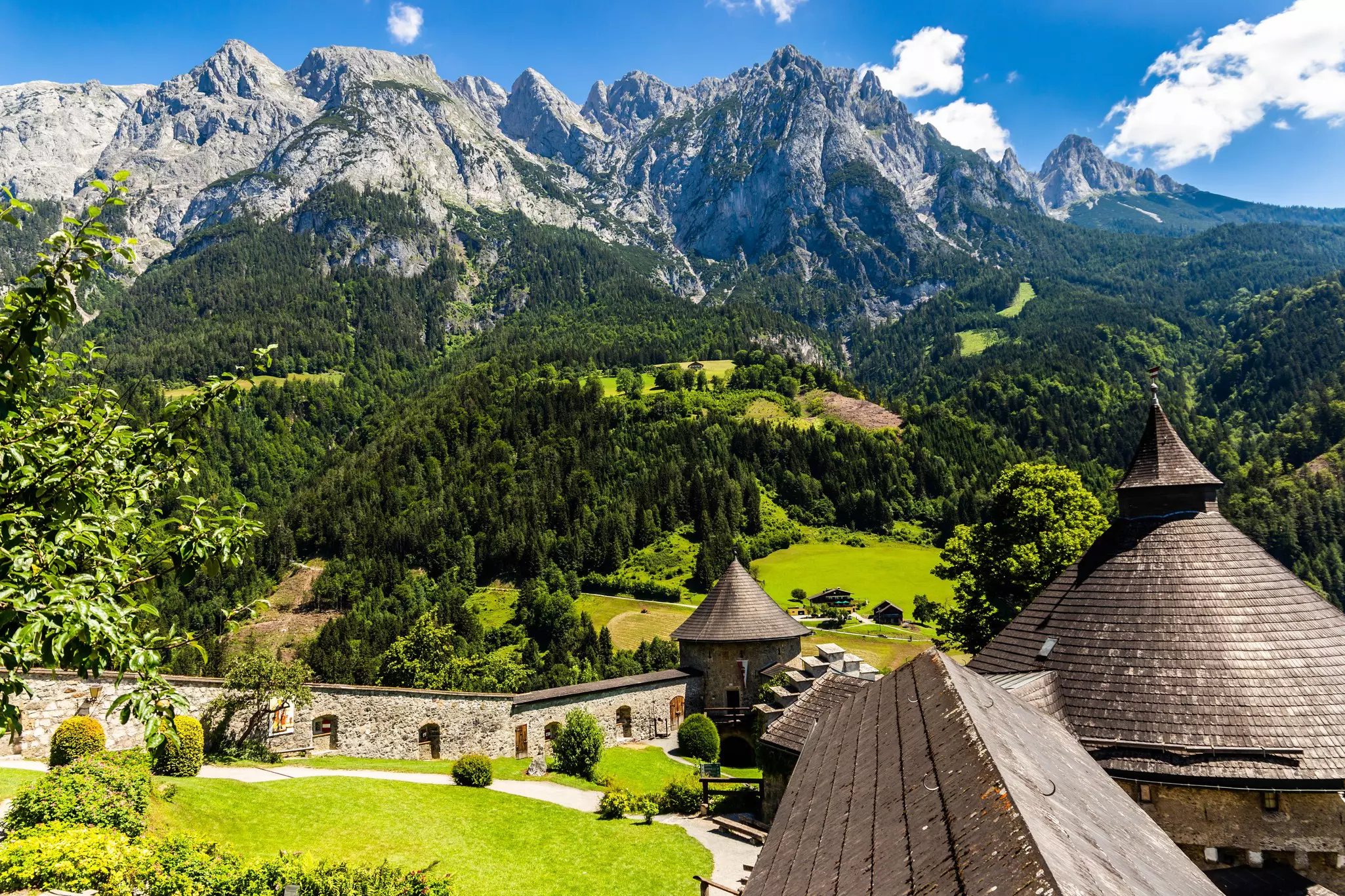 View of the Hohenwerfen castle in Austria