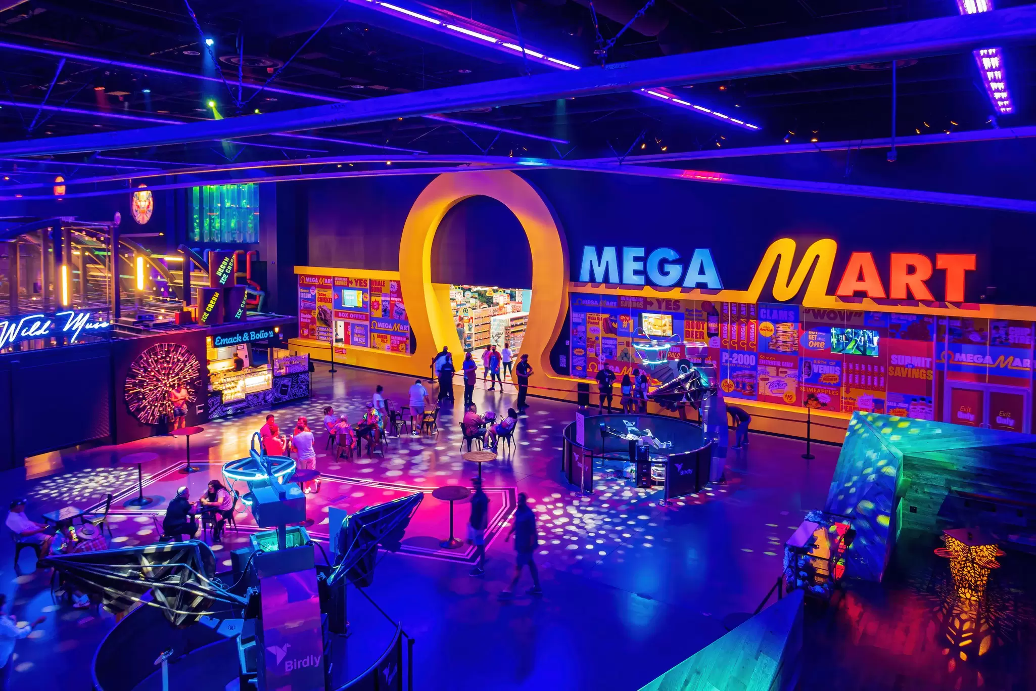 High angle view of the Omega Mart entrance in the Area 15.