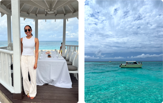 Serina in Grand Cayman and crystal clear waters
