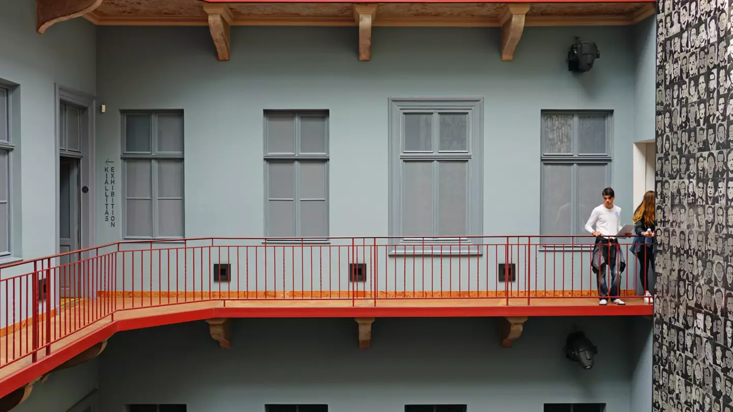 View of the interior of the House of Terror Museum in Budapest, Hungary.