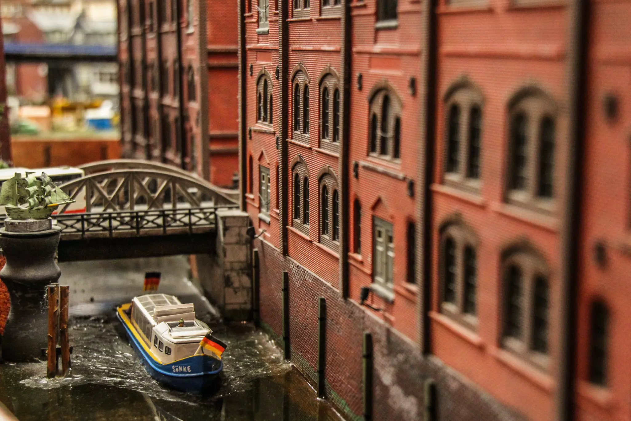 A miniature model of Hamburg at Miniatur Wunderland in Hamburg, Germany.
