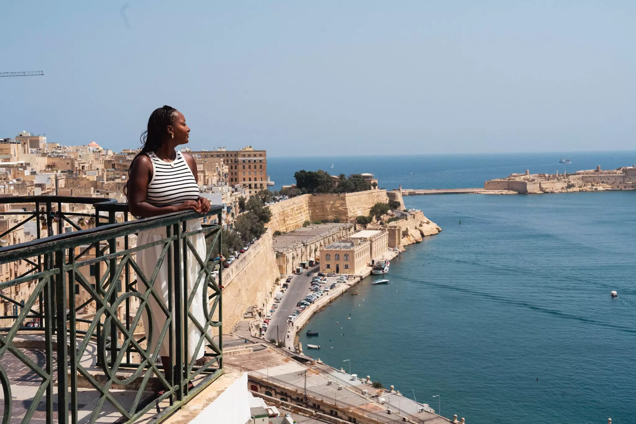 The view of the Grand Harbour harbor from the Upper Barakka Garden