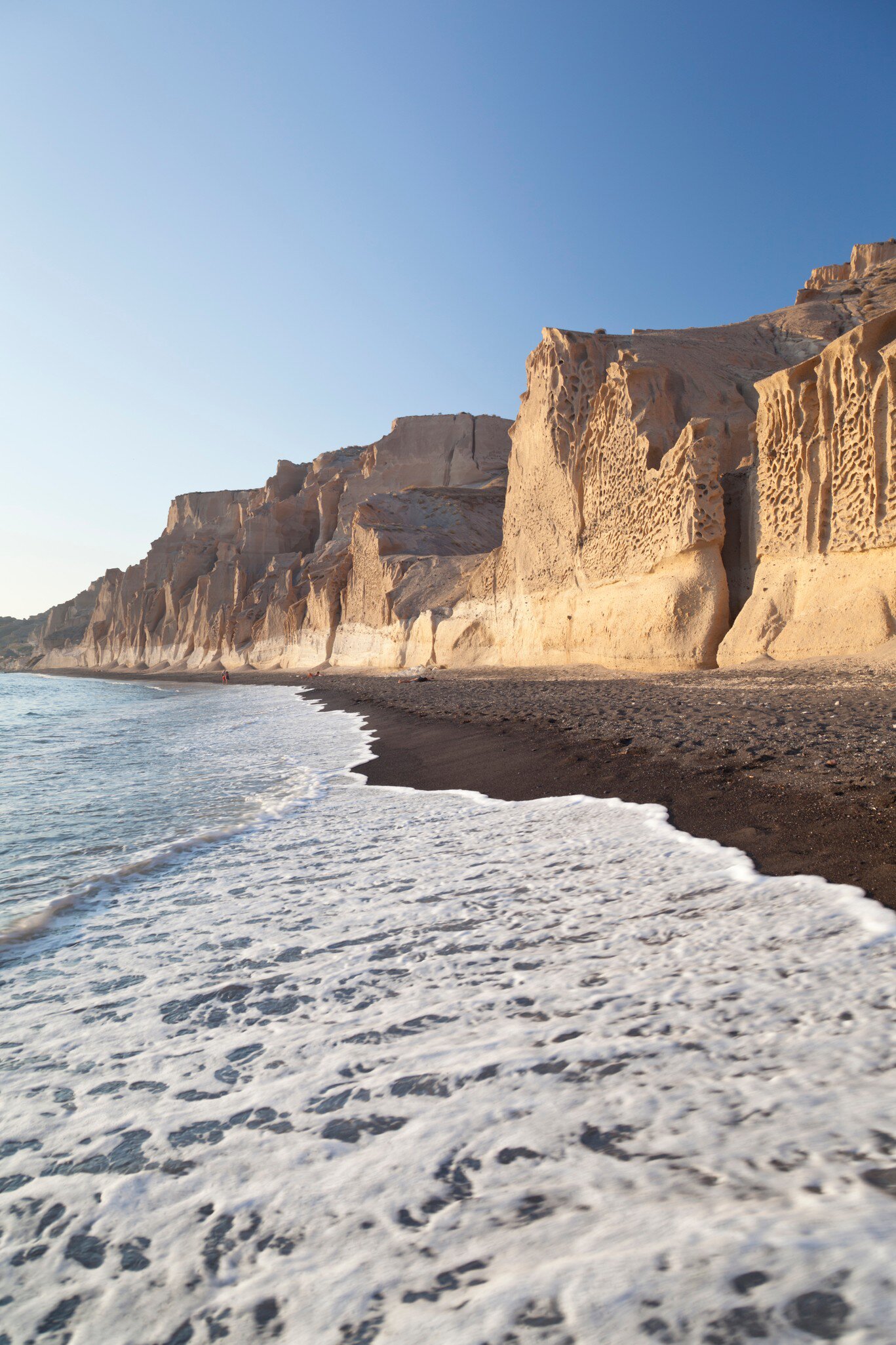 View of Vlihada Beach on the island of Santorini in Greece.