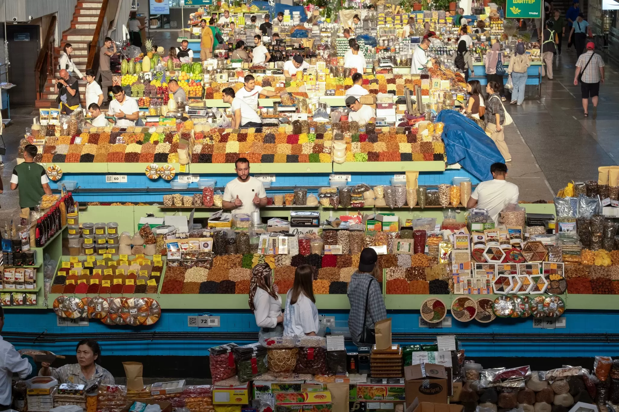 Spice vendors in Almaty’s Green Bazaar. Sergey Dudikov/Shutterstock