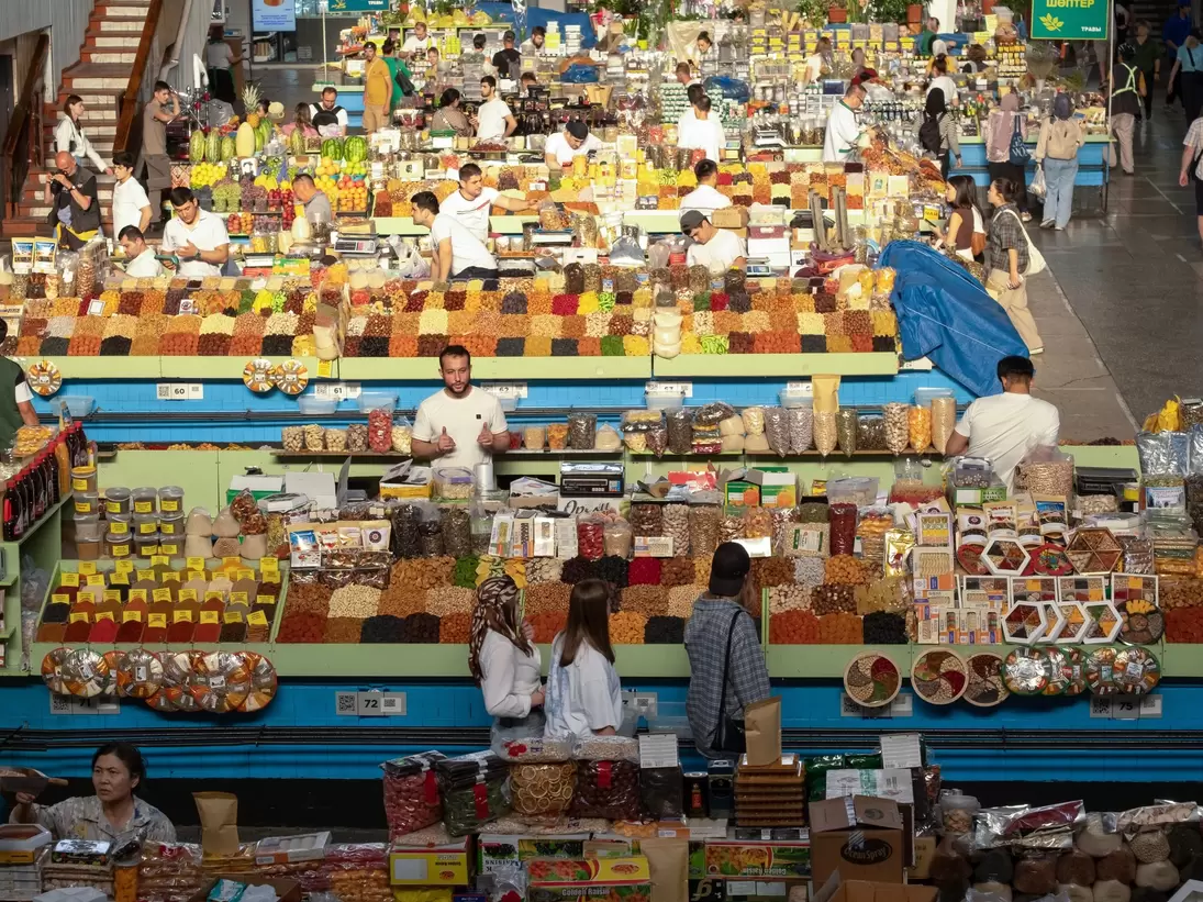 Spice vendors in Almaty’s Green Bazaar. Sergey Dudikov/Shutterstock