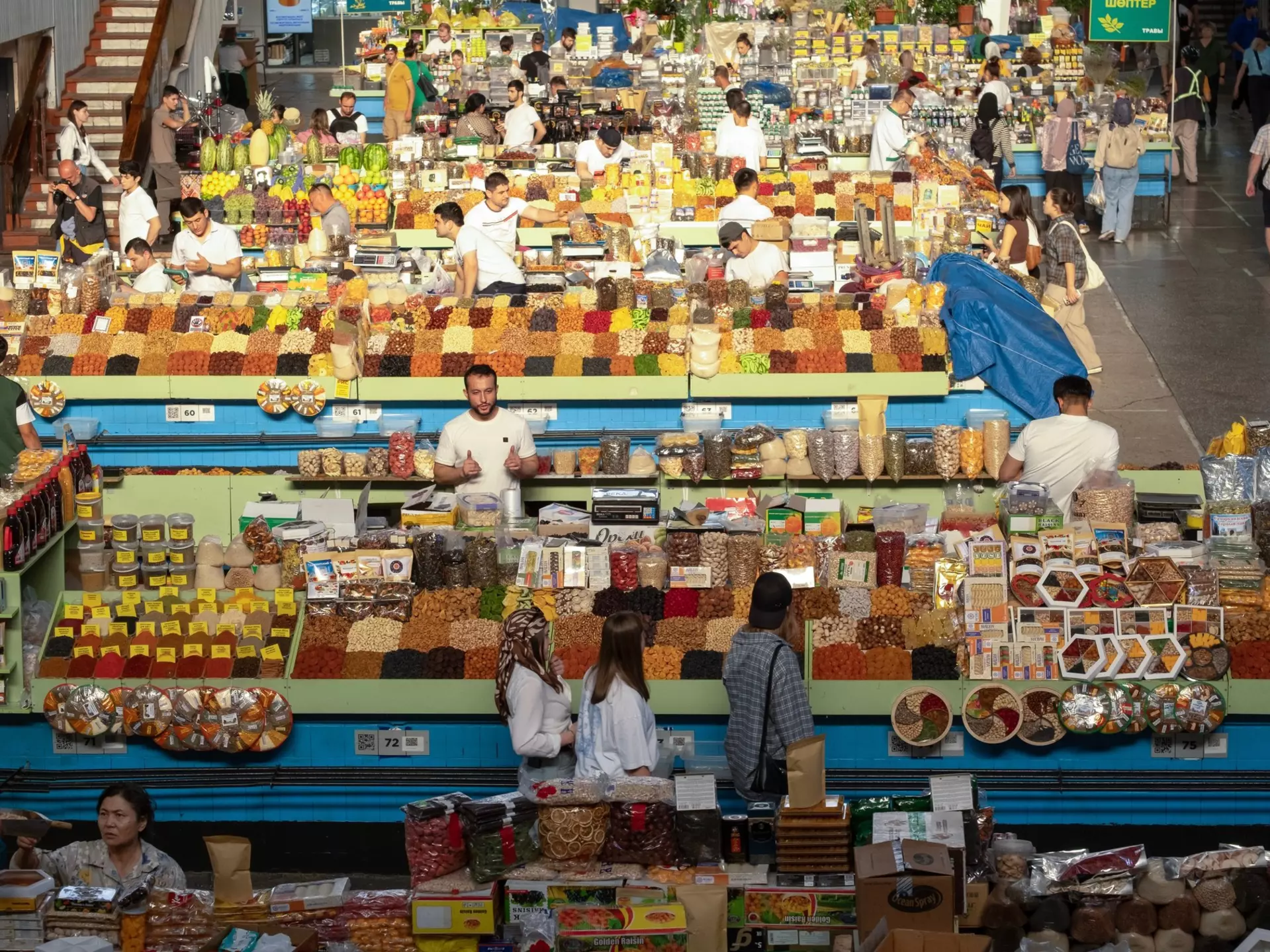 Spice vendors in Almaty’s Green Bazaar. Sergey Dudikov/Shutterstock