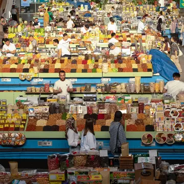 Spice vendors in Almaty’s Green Bazaar. Sergey Dudikov/Shutterstock