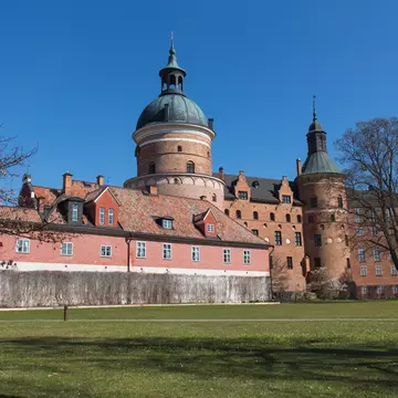 Mariefred, Sweden - April 20 2019: the exterior view of Gripsholm Castle on April 20 2019 in Mariefred, Sweden.