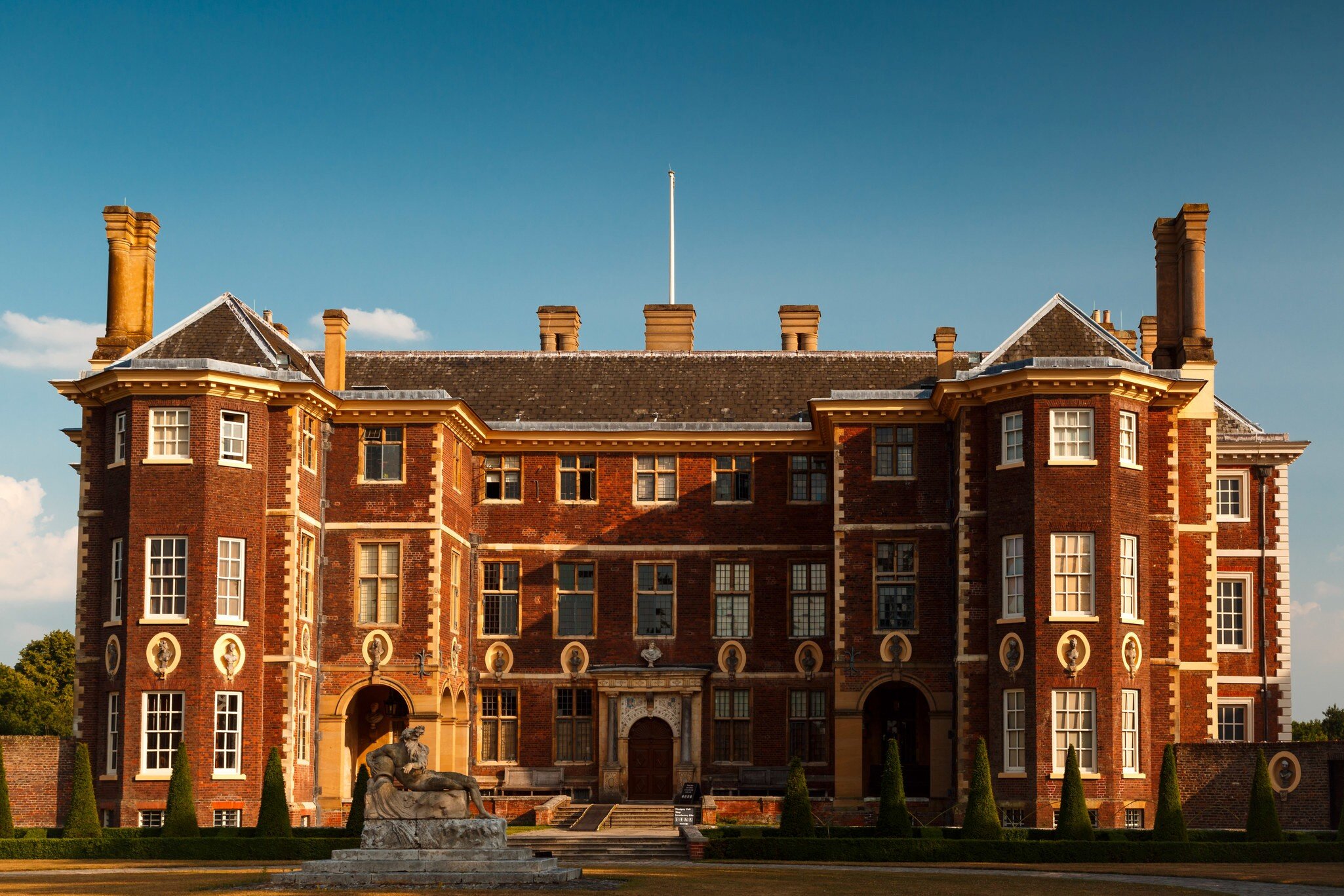 LONDON, May 2017 - Wide angle shot of the Ham House in Richmond, London, UK during late afternoon. The manor house dates from the 17th century.