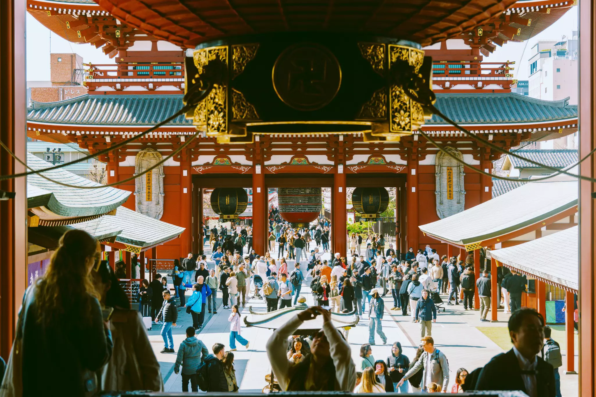 View of Kaminarimon (Thunder Gate) from inside Sensō-ji
