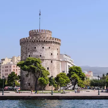 shutterstock_2436827755.jpg - The White Tower in Thessaloniki, Greece's second-largest city. vasilhs andronidhs/Shutterstock