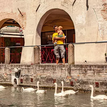 Cagnan Grande Ganal in the historical center of Treviso, Italy. Filippo Carlot/Shutterstock