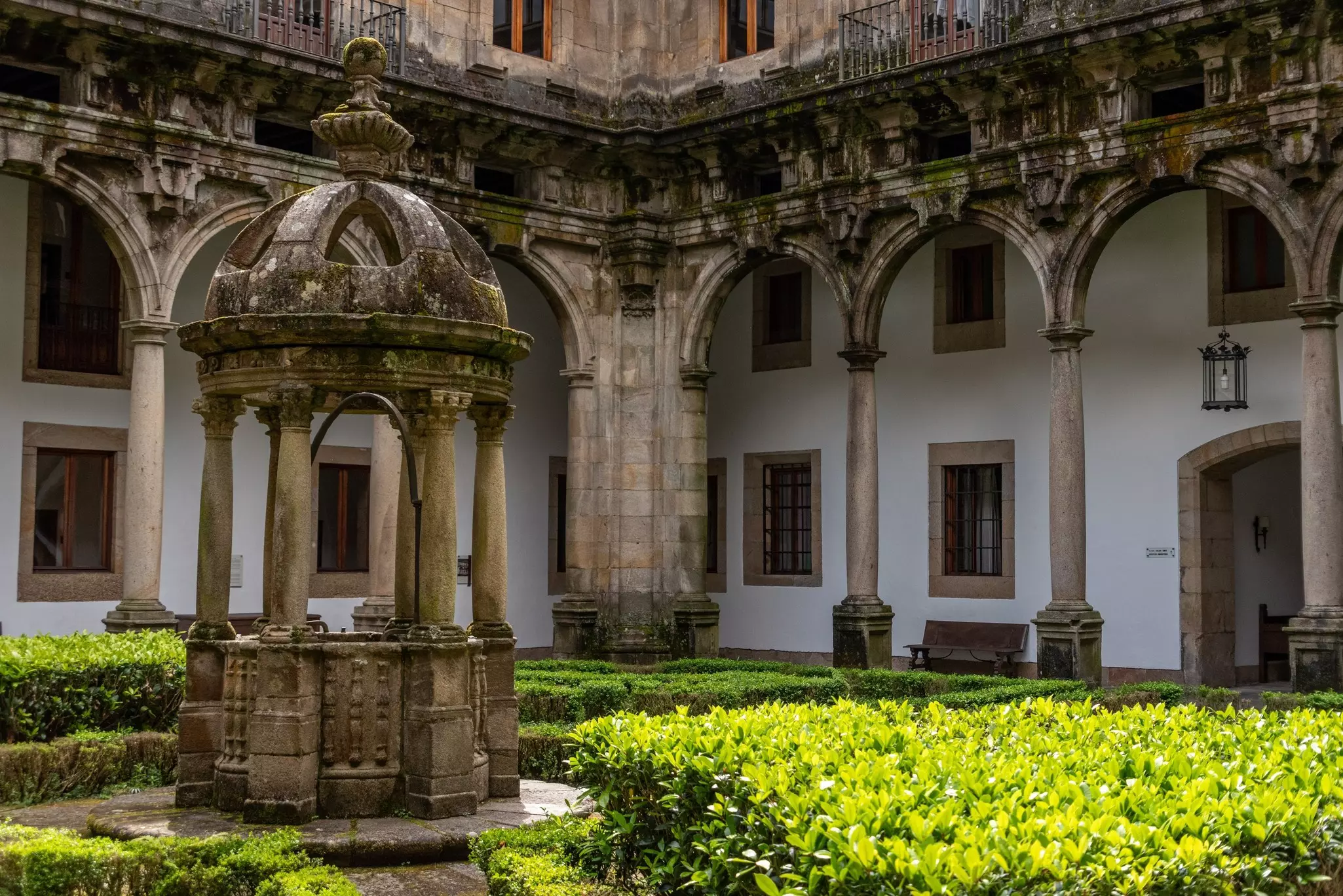 Santiago de Compostela, Spain - Mai 21, 2024 - Cloister of Saint Matthew in the famous historic Hostal dos Reis Catolicos in Santiago de Compostela, Spain, License Type: media, Download Time: 2025-03-14T21:45:55.000Z, User: Norma.PrauseBrewer_LonelyPlanet, Editorial: true, purchase_order: 56530 - Guidebooks, job: Global Publishing WIP, client: Camino 1 - Journey, other: Norma Brewer