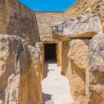 View of the Dolmen de Viera in Antequera, Spain.