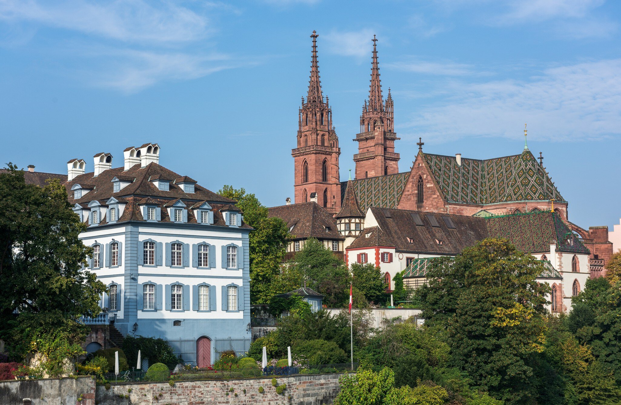 Church Towers against blue sky, Basel, Switzerland