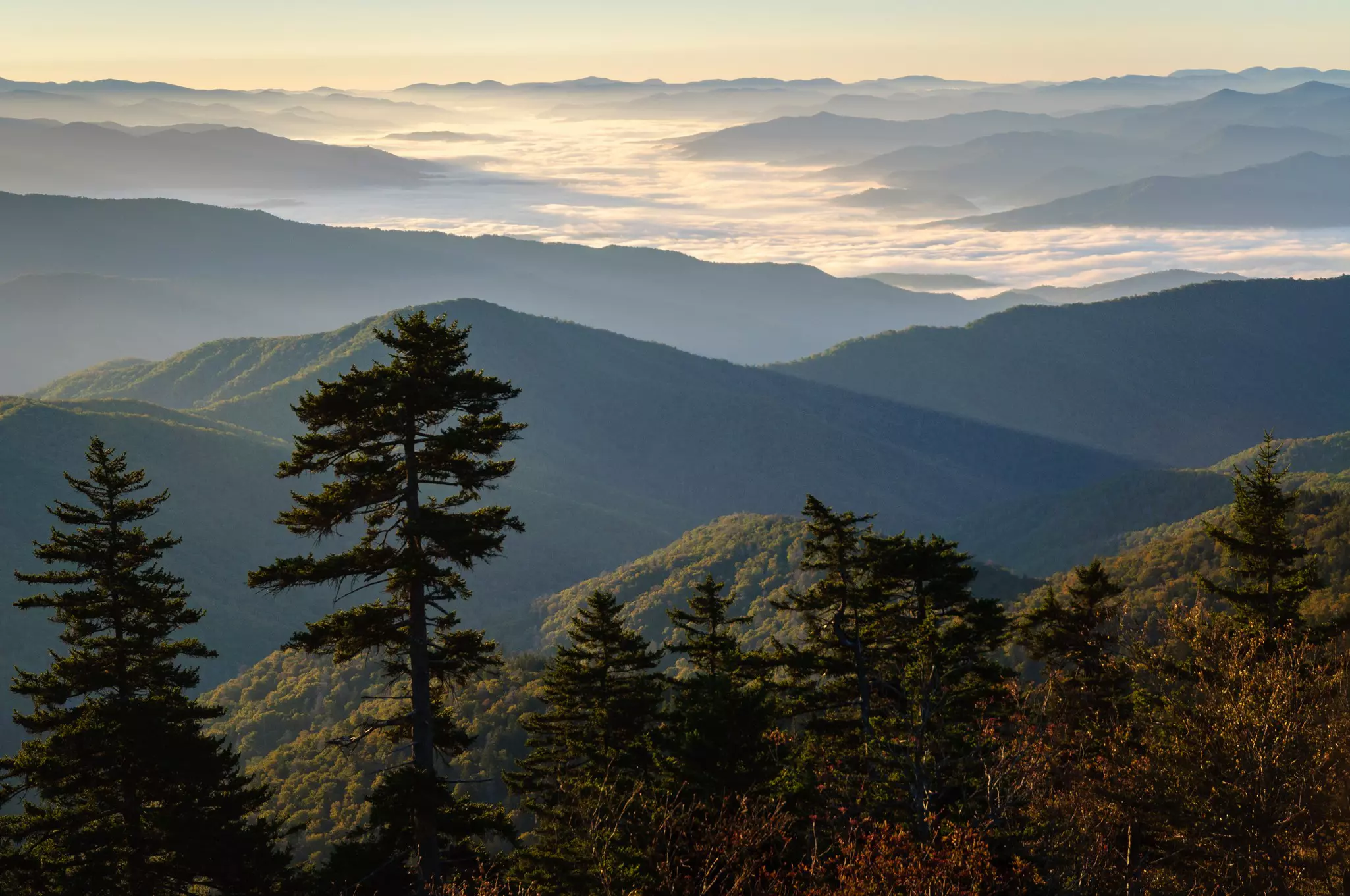 Sunrise at Overlook at Great Smoky Mountains.