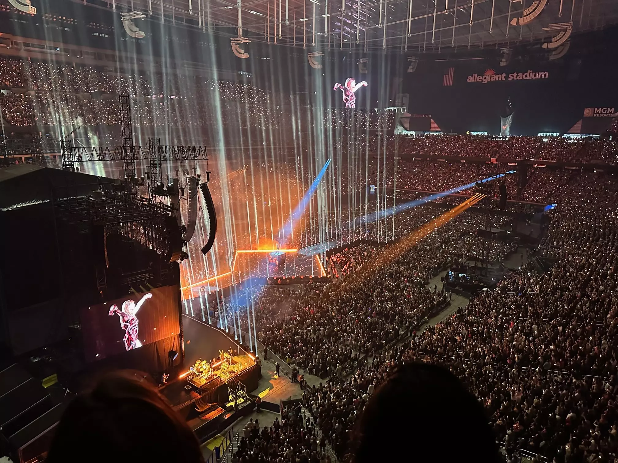 View from obstructed view seats at Taylor Swift Eras Tour, Allegiant Stadium, Las Vegas. © Melissa Yeager/Lonely Planet