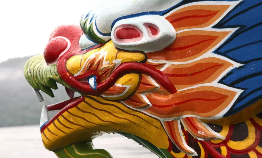 Dragon boat detail at Lake Liyu.