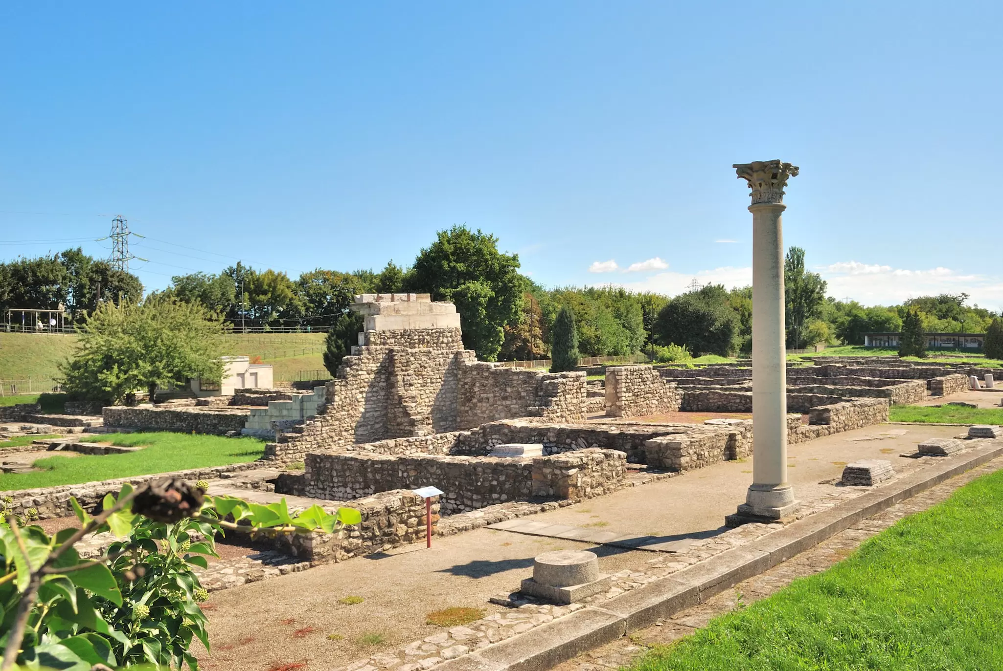 View of the ruins of the Roman baths at Aquincum in Budapest, Hungary.
