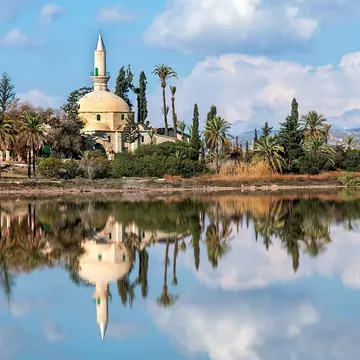 Hala Sultan Tekkesi reflected in the Larnaka Salt Lake