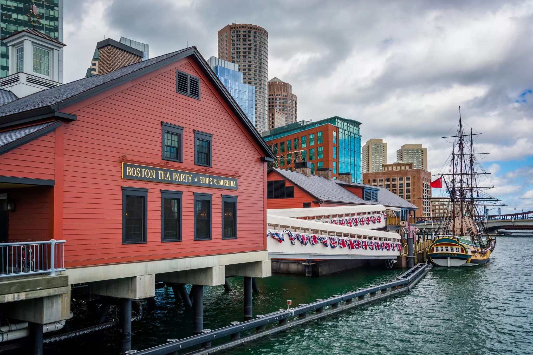 The exterior of the Boston Tea Party Museum in Boston, Massachusetts. Jon Bilous/Shutterstock
