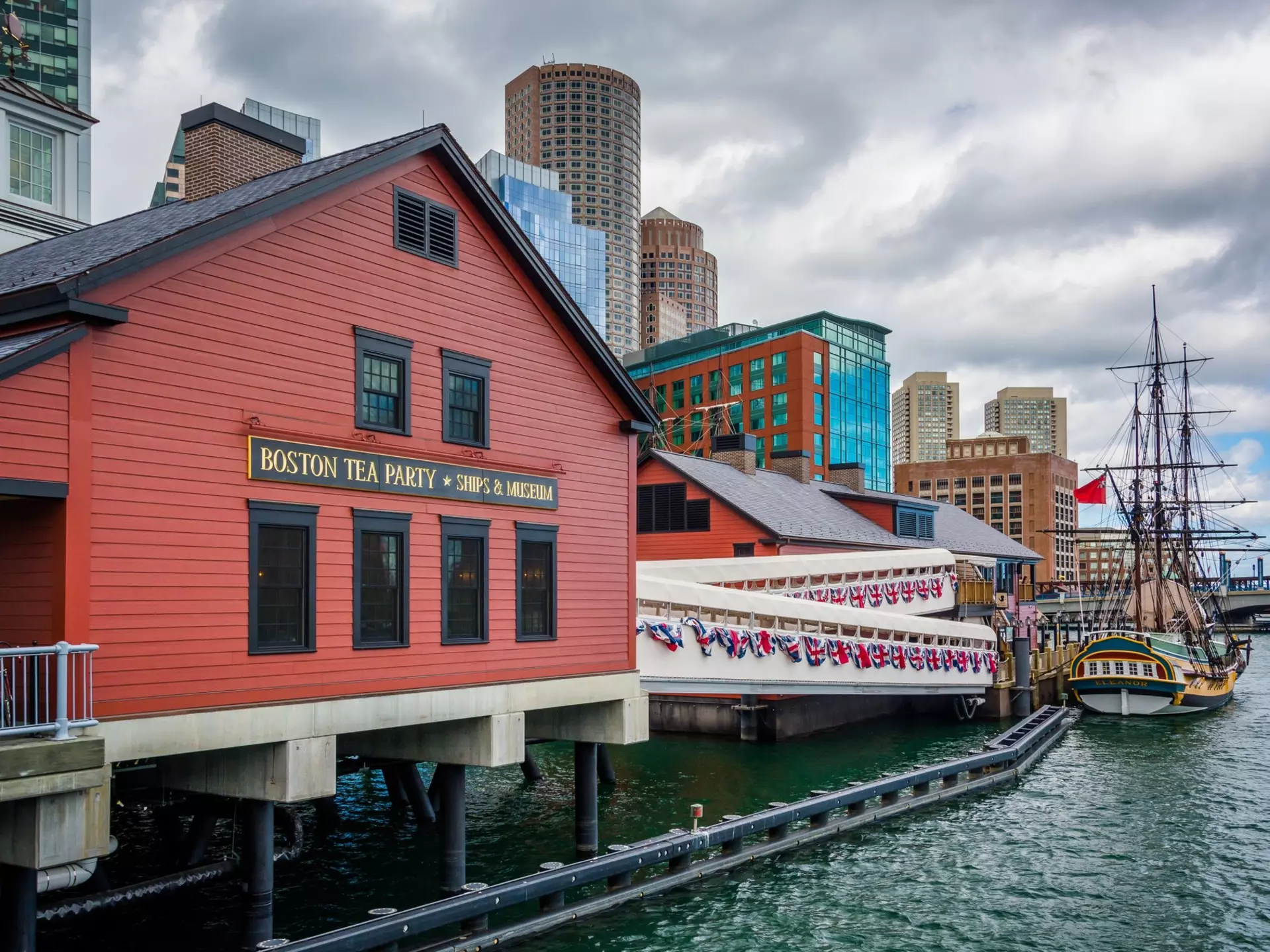 The exterior of the Boston Tea Party Museum in Boston, Massachusetts. Jon Bilous/Shutterstock