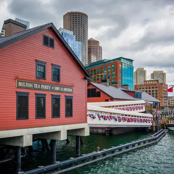 The exterior of the Boston Tea Party Museum in Boston, Massachusetts. Jon Bilous/Shutterstock