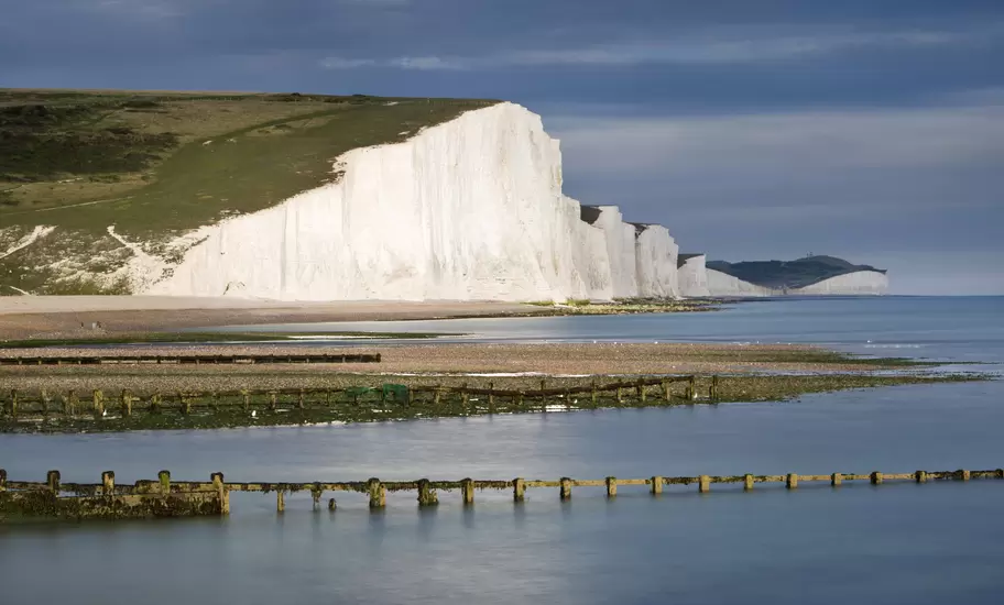Chalky rock face of Seven Sisters Cliffs.