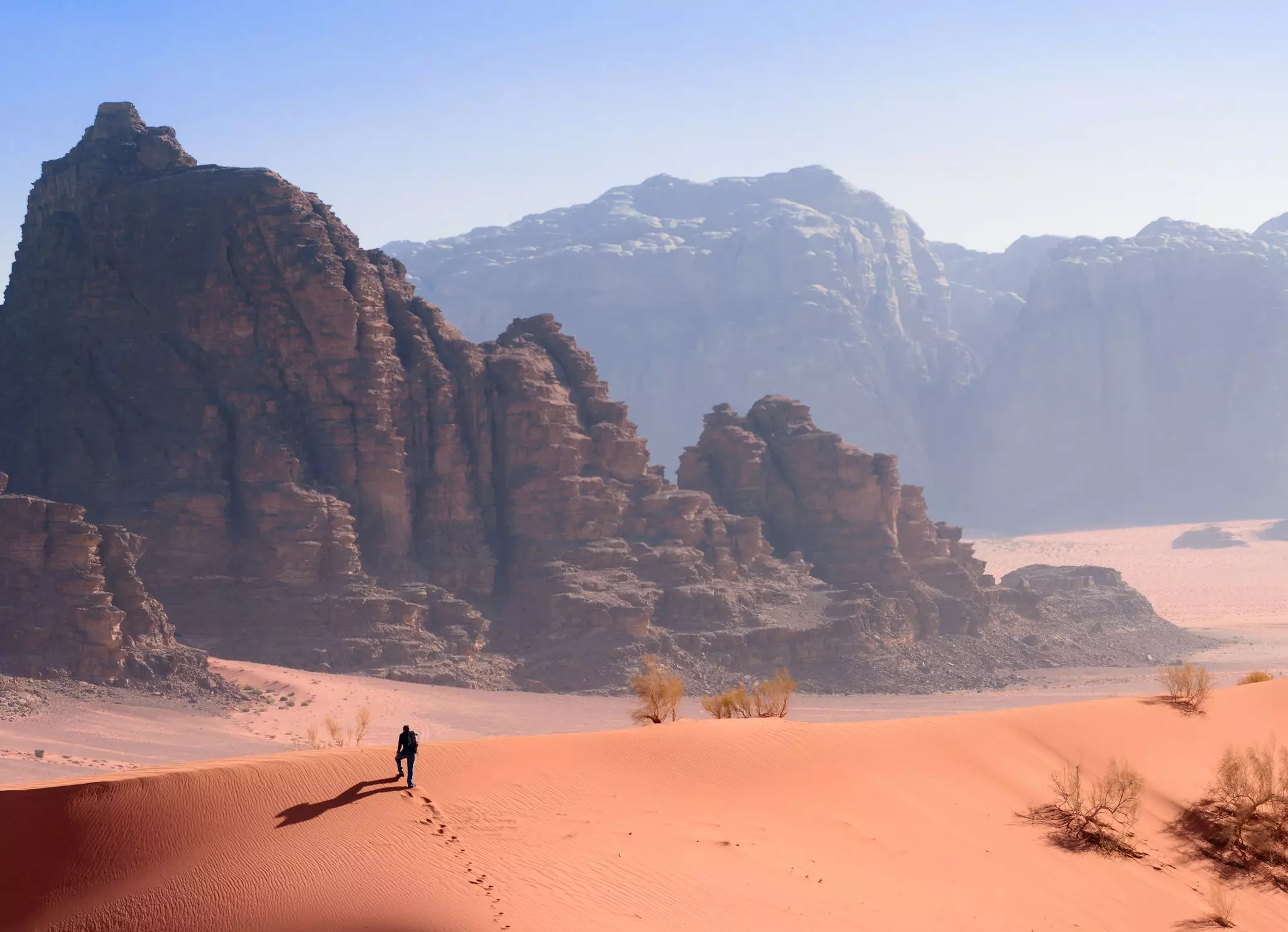 Hiking Through the Desert in Wadi Rum, Jordan