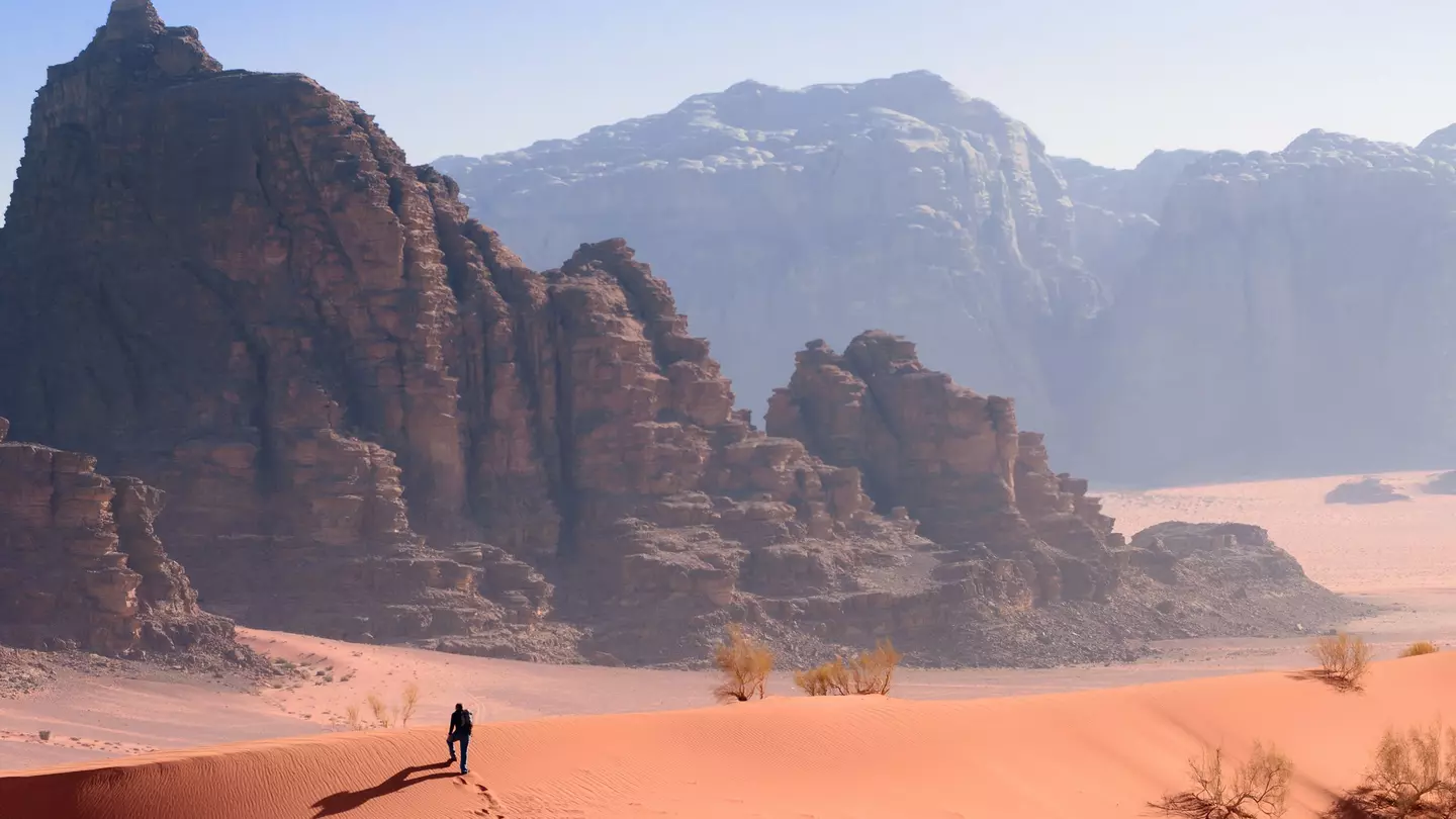 Hiking Through the Desert in Wadi Rum, Jordan
