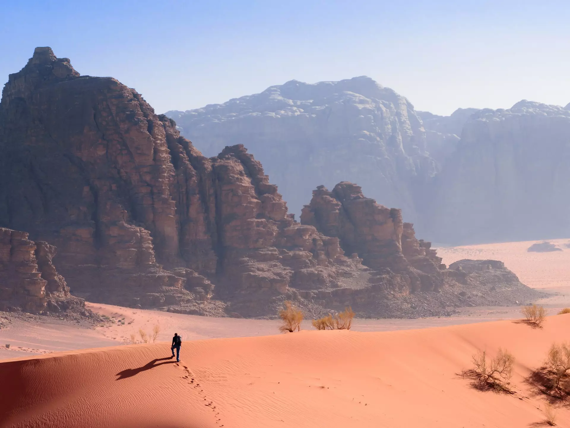 Hiking Through the Desert in Wadi Rum, Jordan