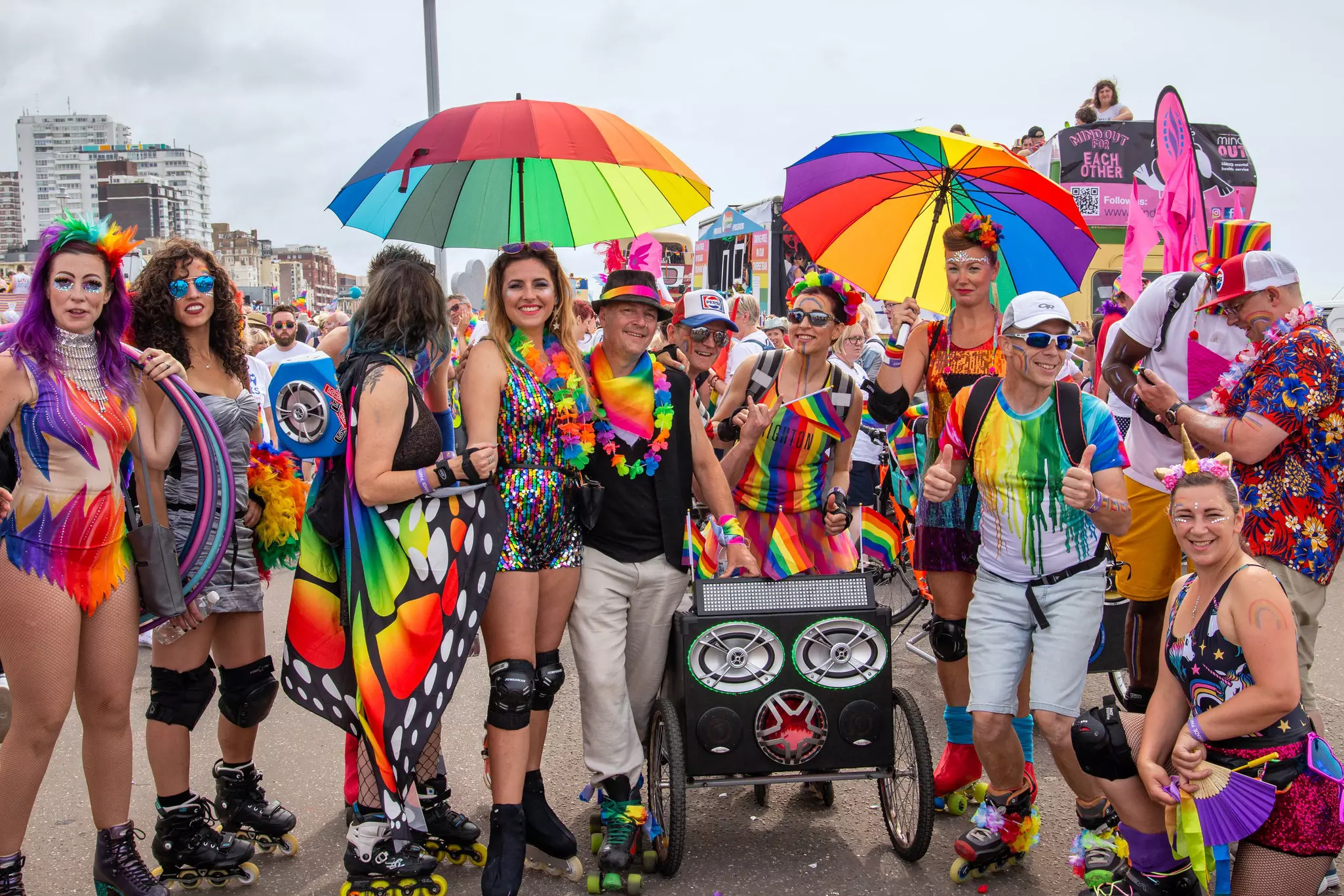 Revelers out for a fun time at the Brighton Pride Parade