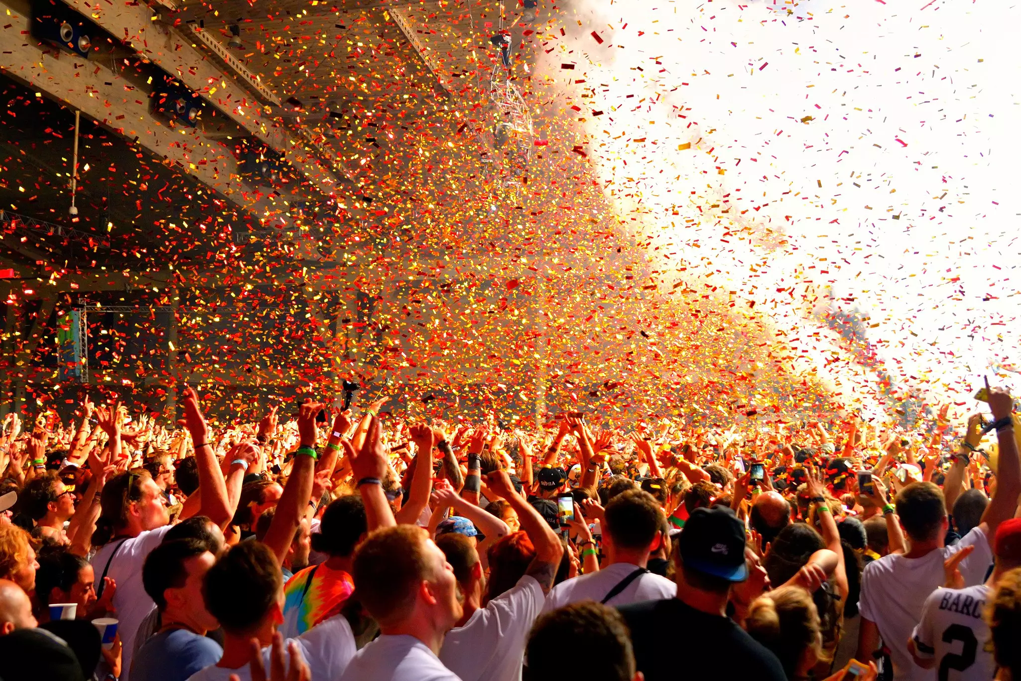 Confetti bursts from the stage at Sónar Festival in Barcelona © Christian Bertrand / Shutterstock