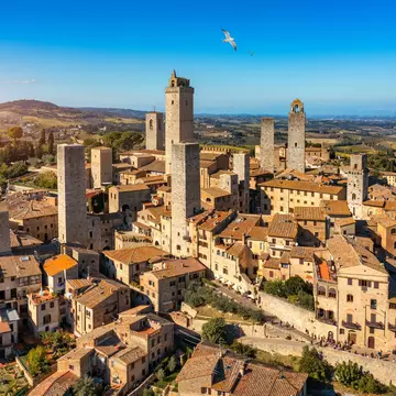 The tall towers of San Gimignano in Tuscany, Italy. DaLiu/Shutterstock