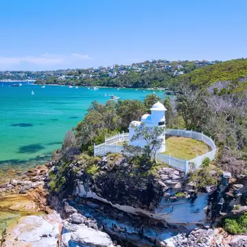 Aerial view of Grotto Lighthouse Port. Jackson, Sydney NSW, Australia