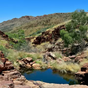 Waterhole in Trephina Gorge in East McDonnell Range national park, Australia.