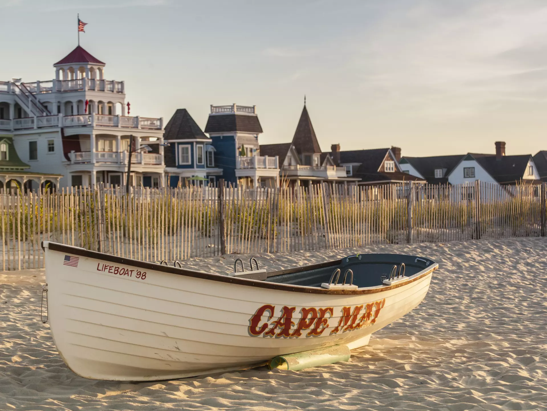 Victorian Homes and hotels line Beach Ave. in Cape May with lifesaving rescue boat on the beach.
589147486
watercraft:CB2, sand:CB2, old-fashioned:CB2, travel:CB2, protection:CB2, house:CB2, architecture:CB2, daytime:CB2, Victorian:CB2, Americana:CB2, outdoors:CB2, building:CB2, beach:CB2, nobody:CB2, fence:CB2, mooring:CB2, safety:CB2, Cape May:CB2, building exterior:CB2
