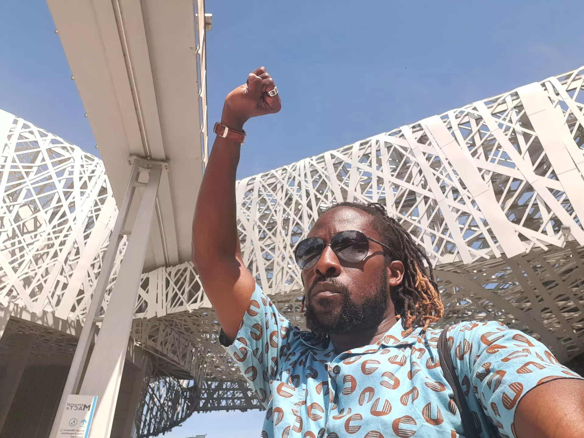 The author outside of Mémorial ACTe, the powerful museum addressing slavery and Caribbean culture in Pointe-à-Pitre, Guadeloupe © Nii Ayikwei Parkes