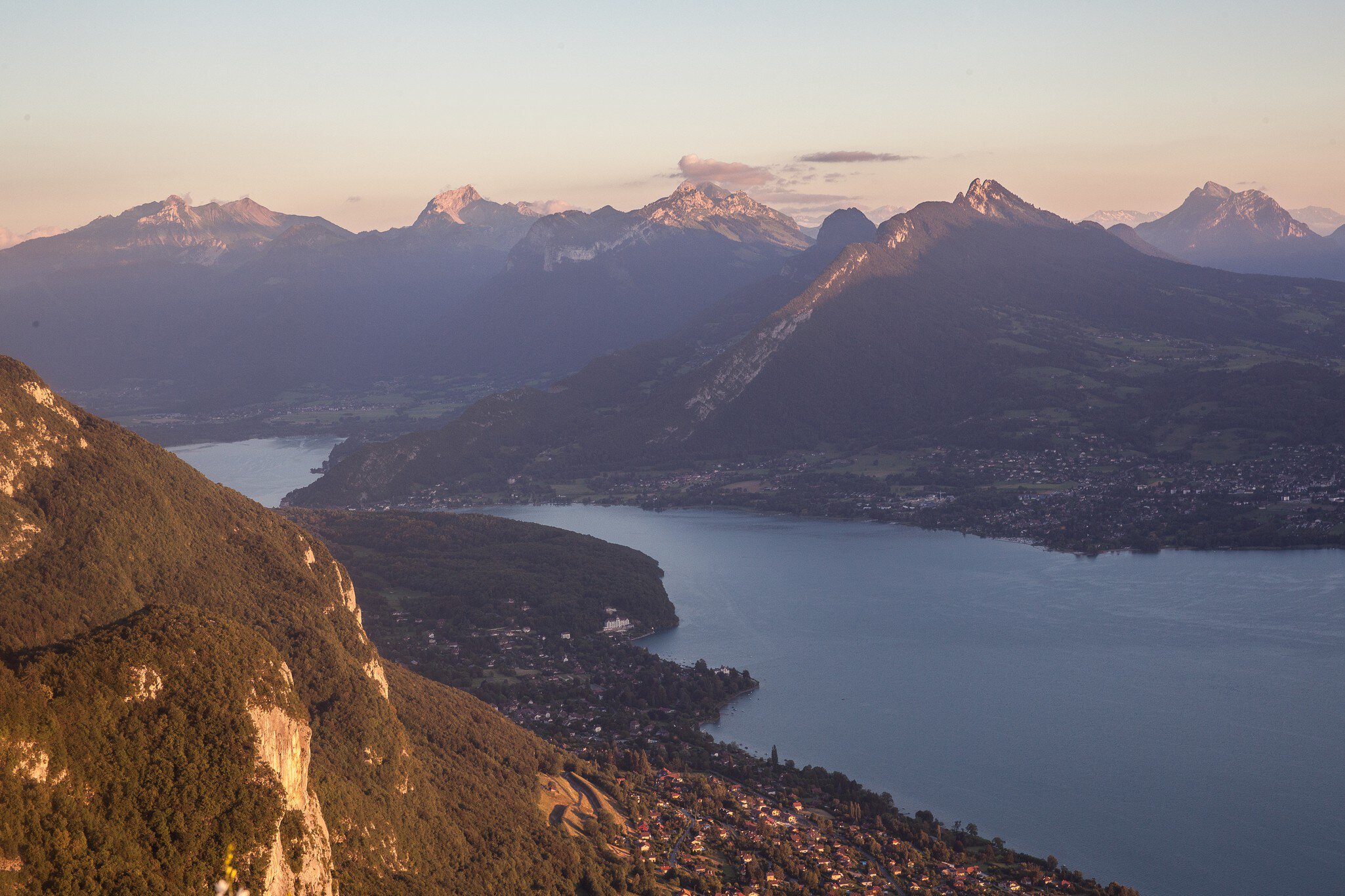 Elevated view of mountain range and lake, Mont Boron.