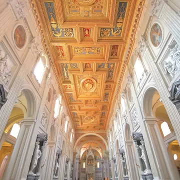 The ornate interior of the Basilica of San Giovanni in Laterano in Rome, Italy