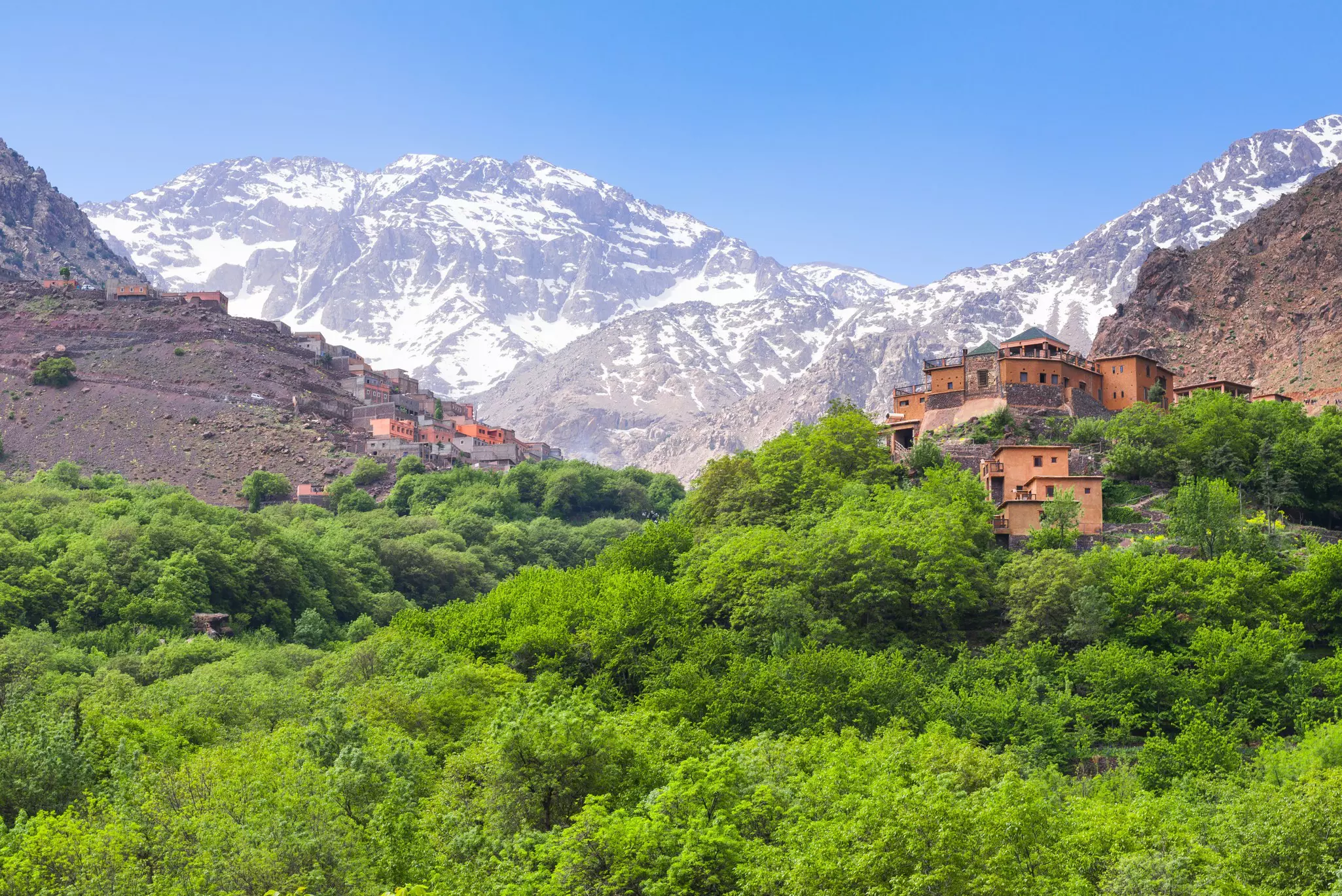 Snow-topped Mt Toubkal, overlooking a resort