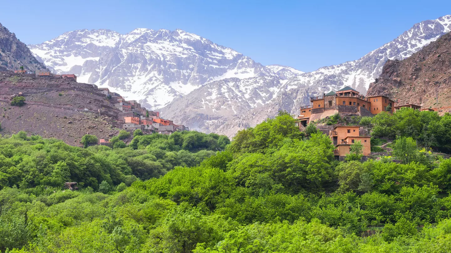 Snow-topped Mt Toubkal, overlooking a resort