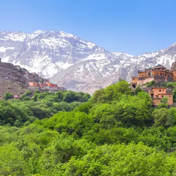 Snow-topped Mt Toubkal, overlooking a resort
