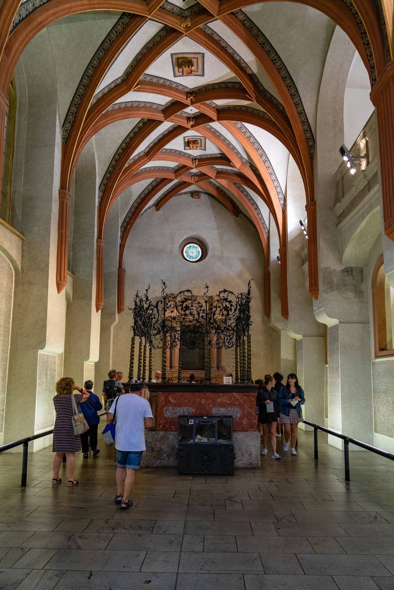 Interior of Pinkas Synagogue of Prague in Czech Republic.