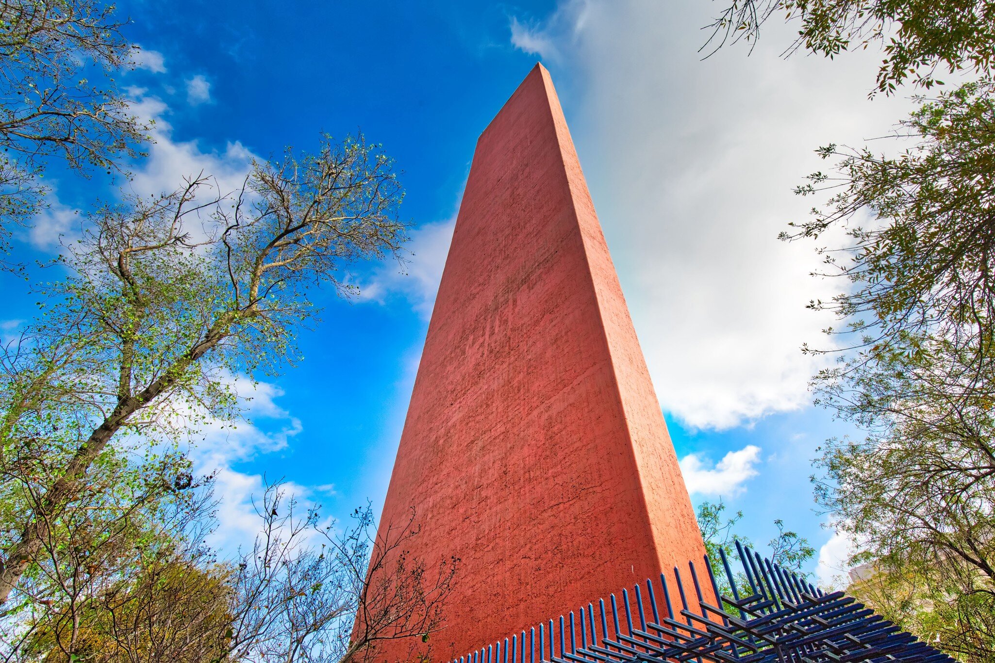 Monterrey, Mexico-11 December, 2018: Monterrey, Macroplaza, Landmark Tower of Commerce Monument (Faro Del Comercio) in historic city center