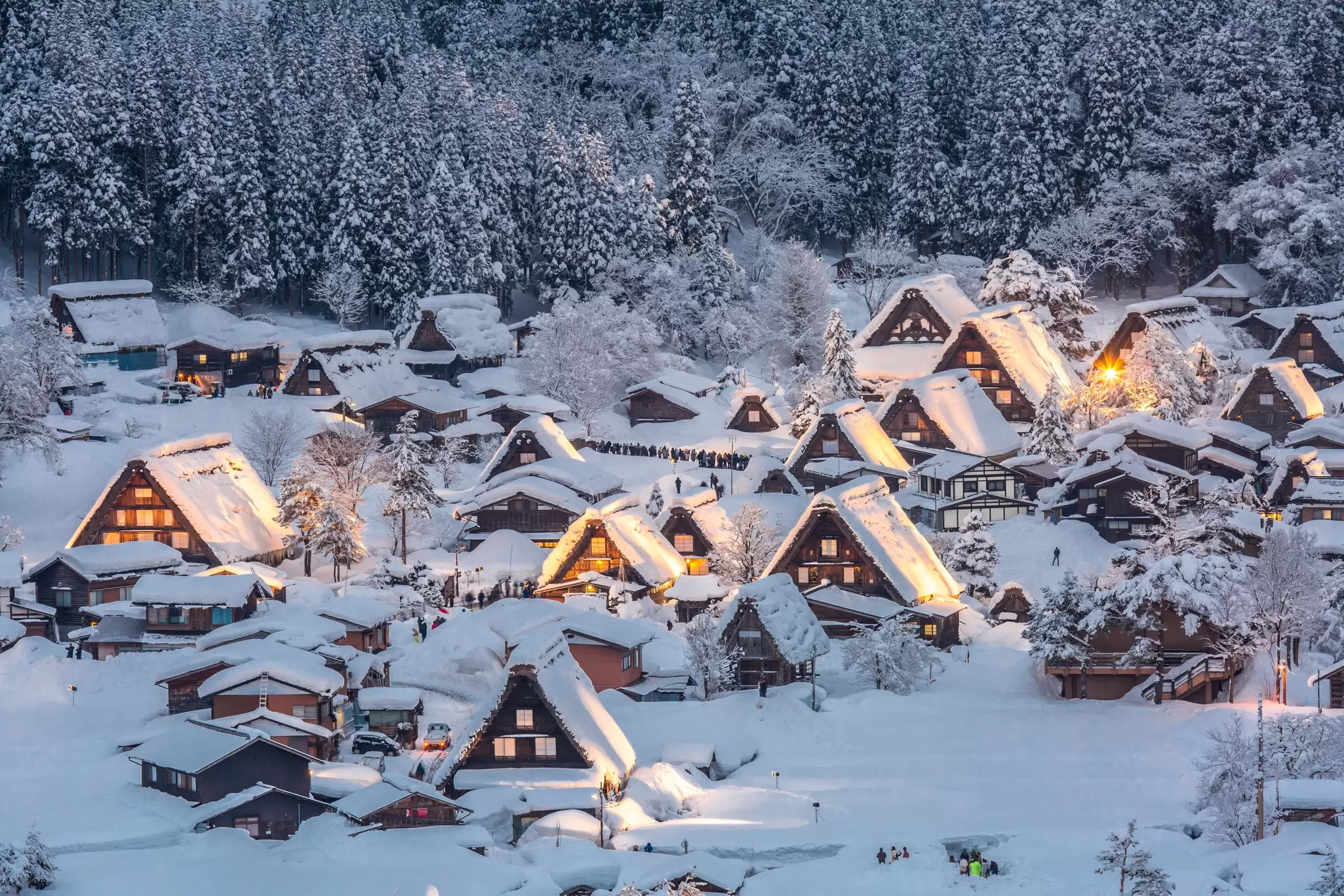Shirakawago light-up, a popular festival, in Chūbu, Japan. vichie81/Shutterstock