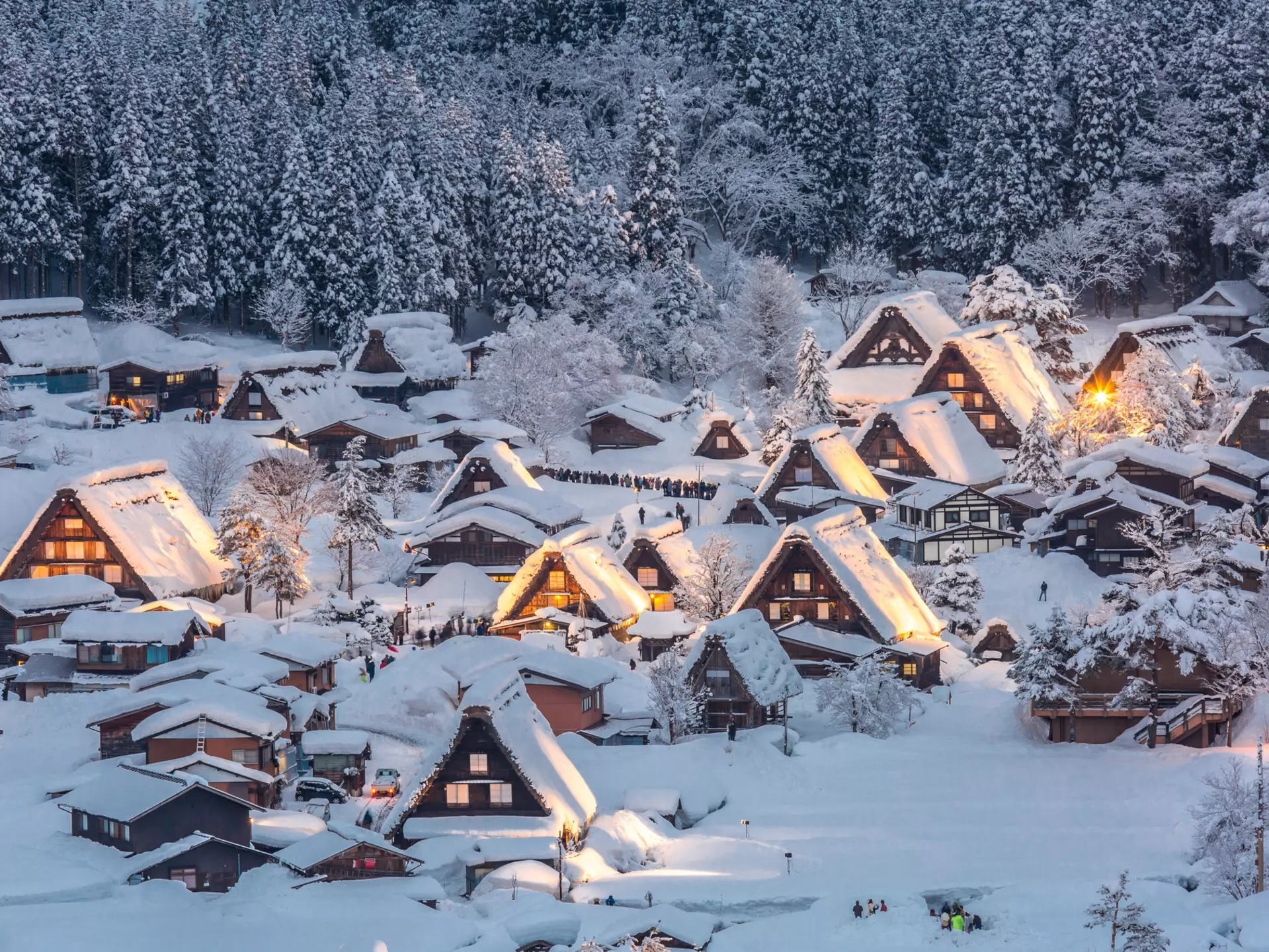 Shirakawago light-up, a popular festival, in Chūbu, Japan. vichie81/Shutterstock