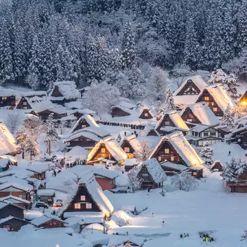 Shirakawago light-up, a popular festival, in Chūbu, Japan. vichie81/Shutterstock