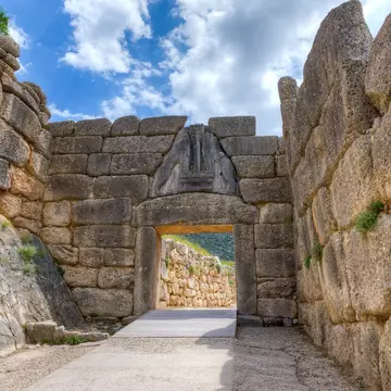 The Lion Gate, the main entrance to the ancient citadel of Mycenae in southern Greece